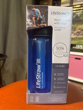 New LifeStraw Go 1L Filtered Water Bottle - Blue